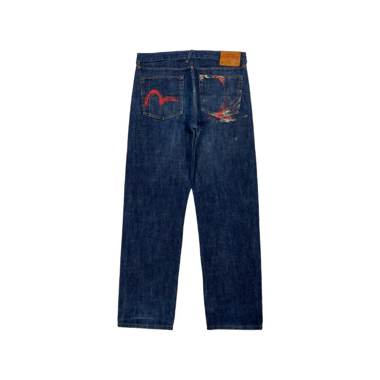 Evisu Jeans Blue Red Seagull