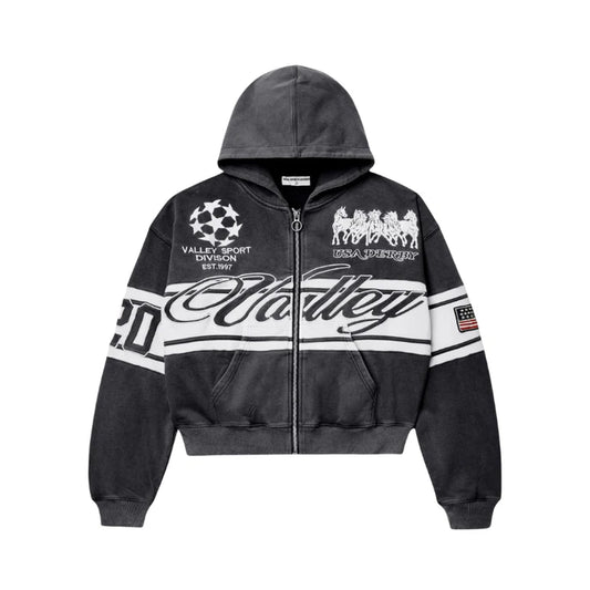 Vale Lives Zip Hoodie Cursive Black